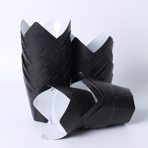 Siyah Lale Cupcake Kek Kalıbı 50 Adet