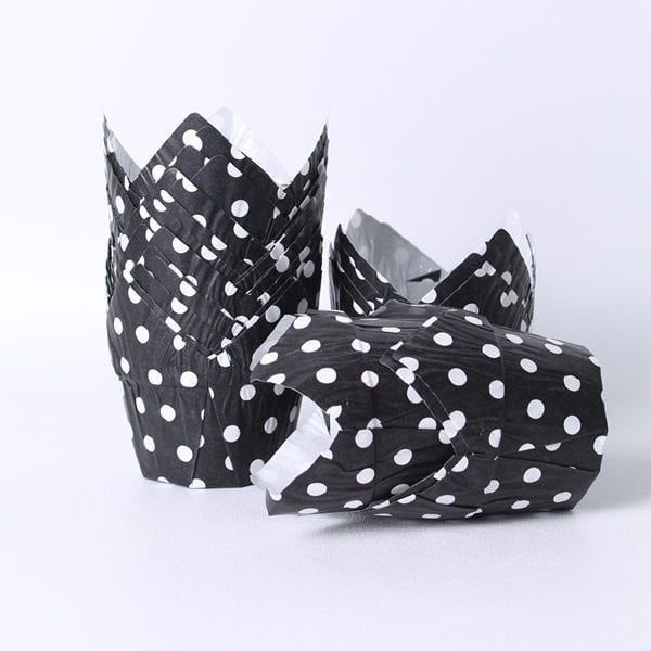 Siyah Puanlı Cupcake Kek Kalıbı 50 Adet