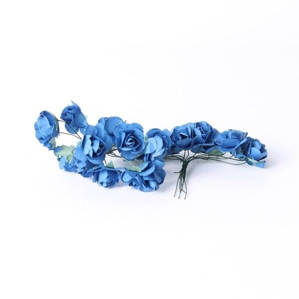 Mini Mavi Kağıt Gül 24 Adet