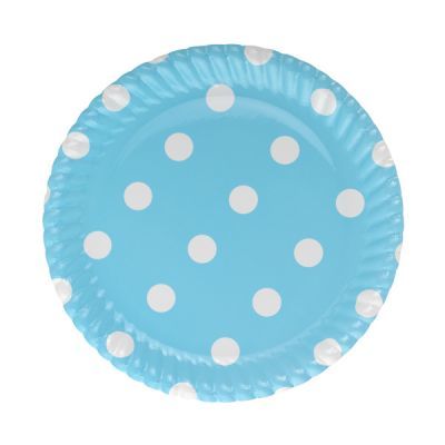 Beyaz Puanlı Mavi Tabak 8 Adet
