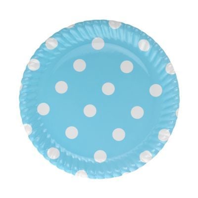 Beyaz Puanlı Mavi Tabak 8 Adet