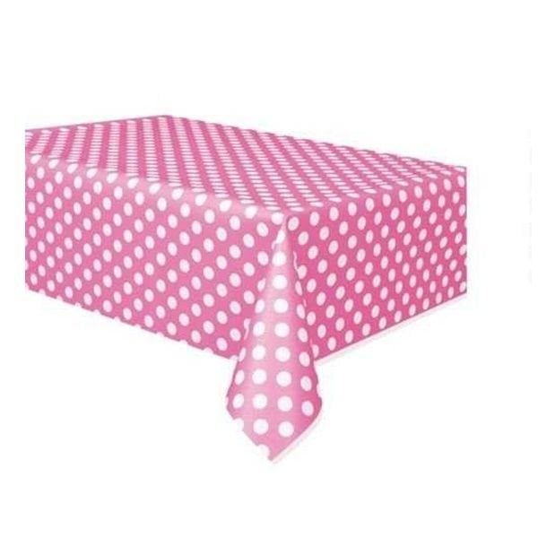 Plastik Pembe Puantiye Masa Örtüsü 120x180 cm