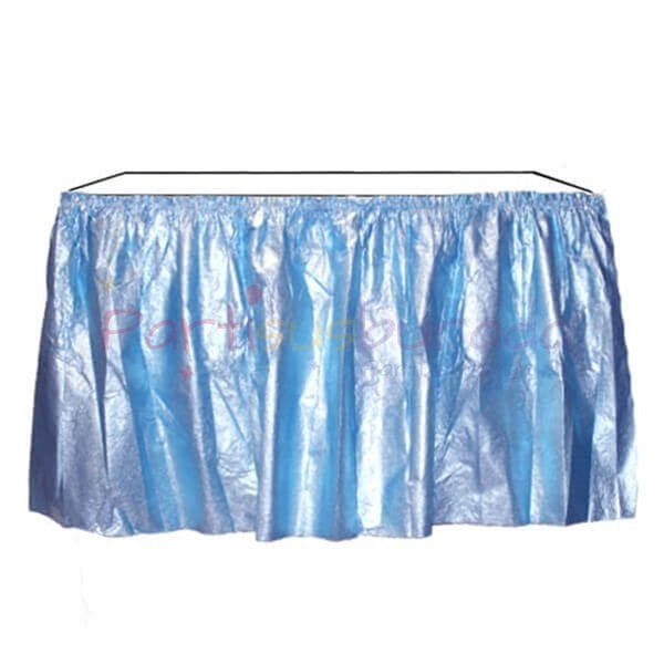 Metalize Açık Mavi Masa Eteği