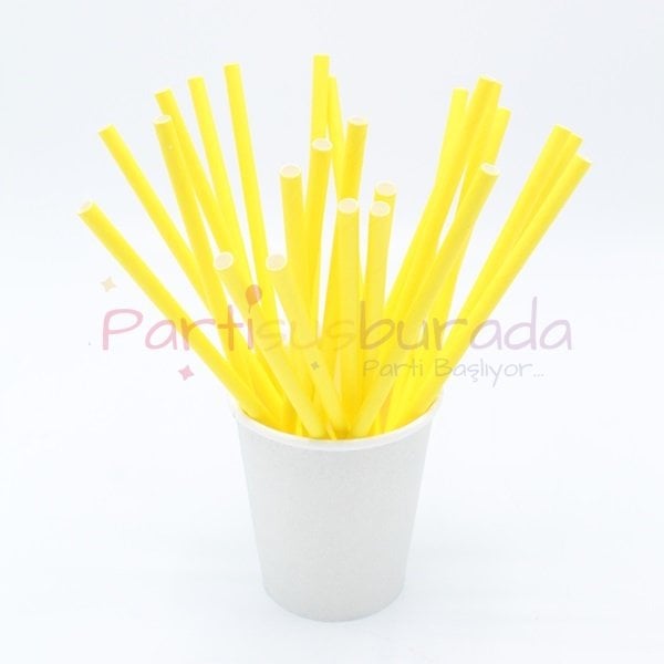 Sarı Kağıt Pipet 24 Adet