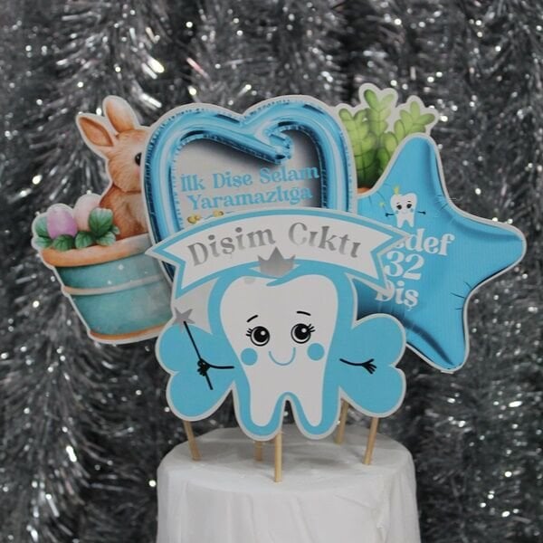 Figürlü Mavi ilk Dişim Kürdan Set 6 Adet