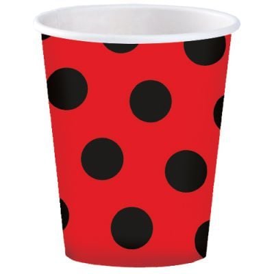 Siyah Puanlı Kırmızı Karton Bardak