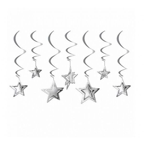 Gümüş Yıldız Tavan Süs 10 Lu