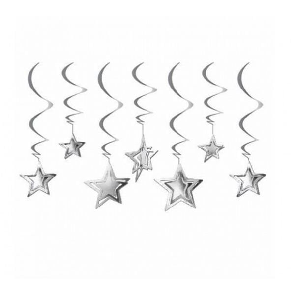 Gümüş Yıldız Tavan Süs 10 Lu