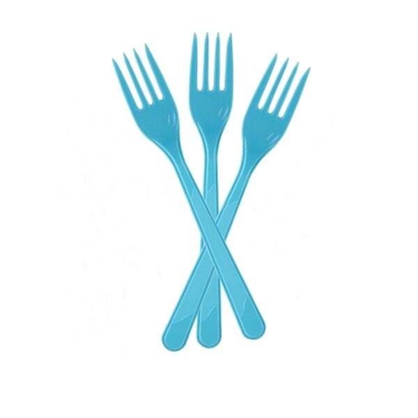 Plastik Açık Mavi Çatal 24 Adet