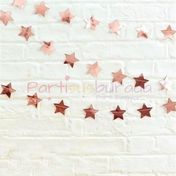 Rose Gold Yıldız Sarkıt Süs 3 mt