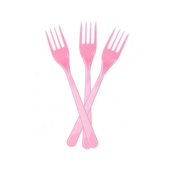 Plastik Pembe Çatal 24 Adet