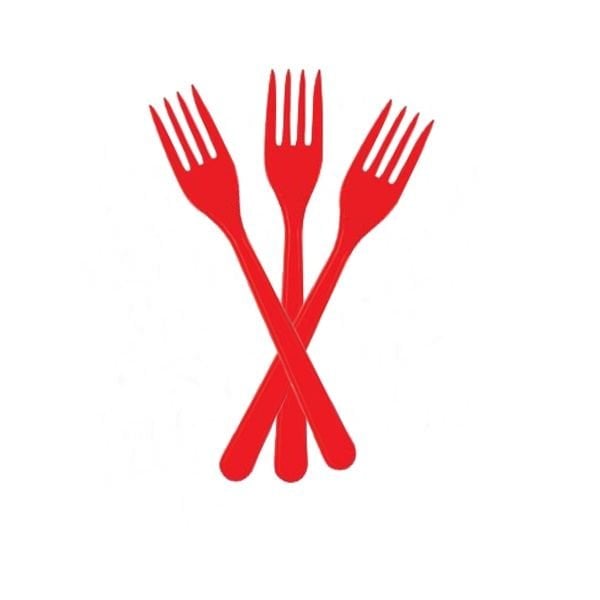 Plastik Kırmızı Çatal 24 Adet