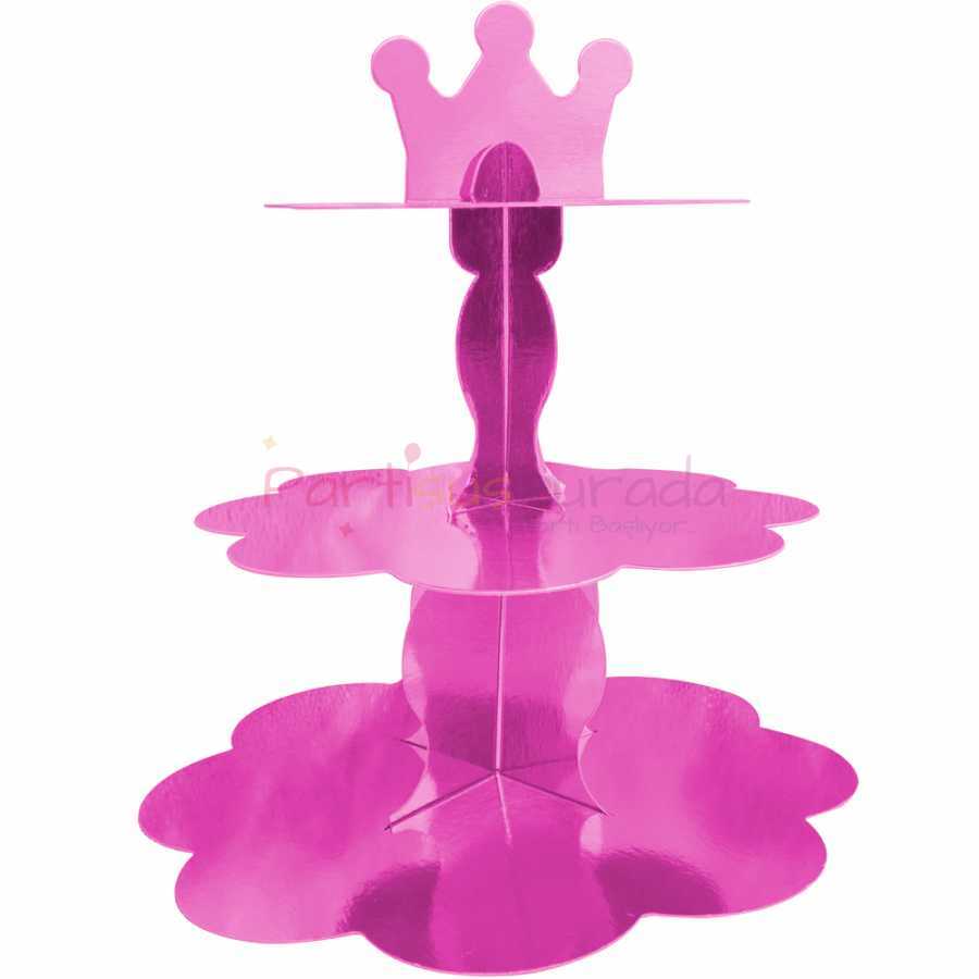 Metalik Fuşya Kek Standı