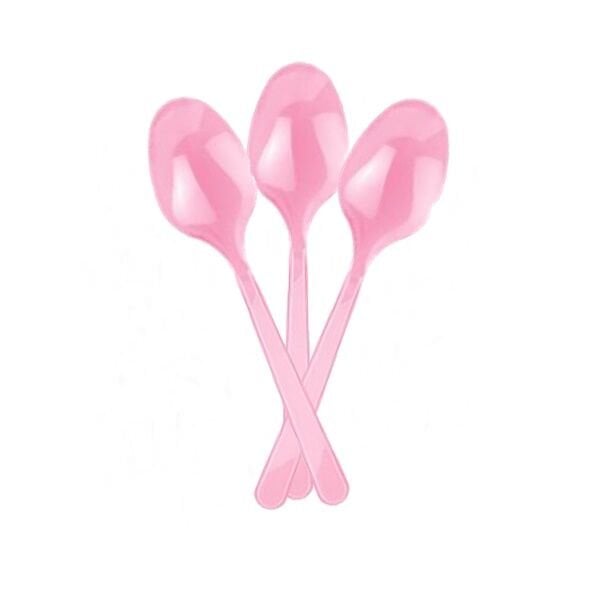 Plastik Pembe Kaşık 24 Adet