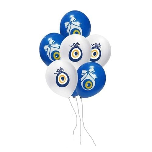 Mavi Beyaz Nazar Balon 10 Adet