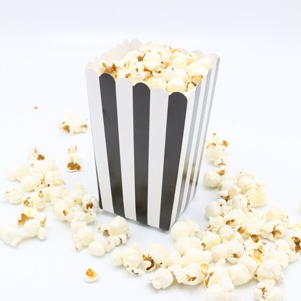 Siyah Çizgili Popcorn Kutusu 8 Adet
