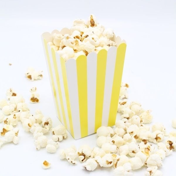 Sarı Çizgili Popcorn Kutusu 8 Adet