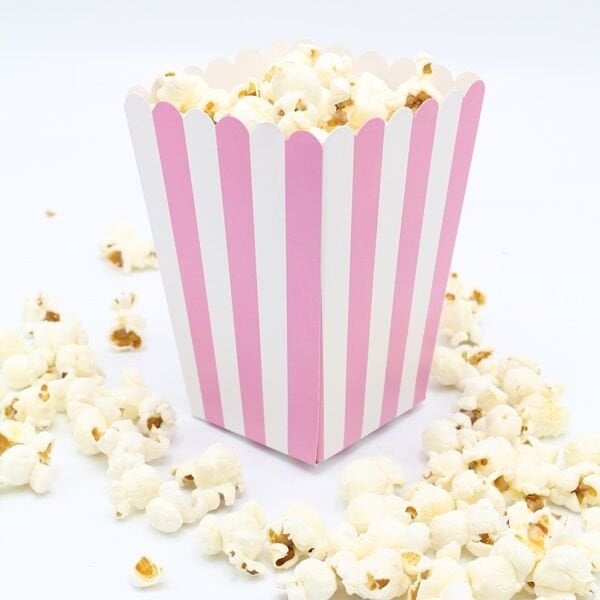 Pembe Çizgili Popcorn Kutusu 8 Adet