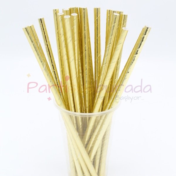 Gold Kağıt Pipet 24 Adet