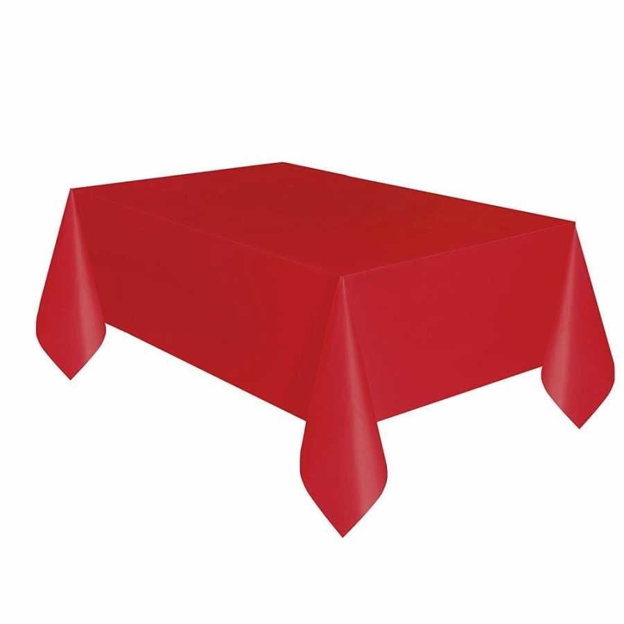 Plastik Kırmızı Masa Örtüsü 135x270 cm
