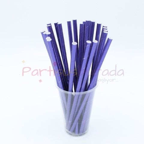 Mor Kağıt Pipet 24 Adet