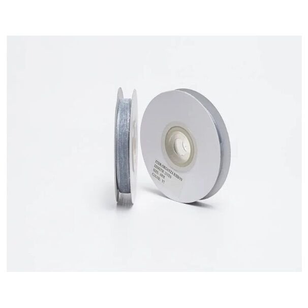 Gümüş Gri Organze Kurdela 6 mm 22 mt