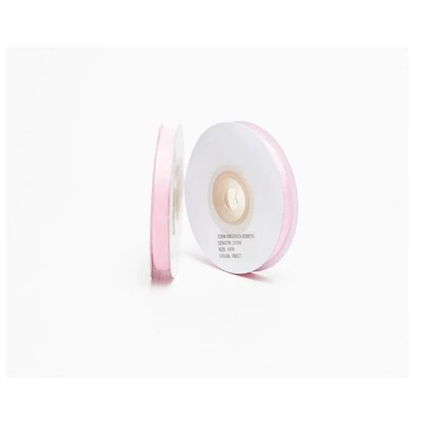 Bebek Pembe Organze Kurdela 6 mm 22 mt