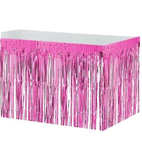 Saçaklı Pembe Masa Eteği