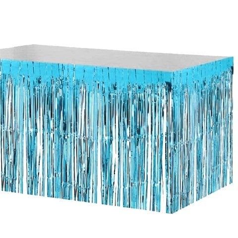Saçaklı Açık Mavi Masa Eteği
