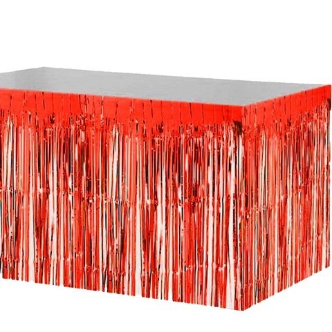 Saçaklı Kırmızı Masa Eteği