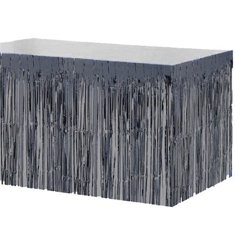 Saçaklı Siyah Masa Eteği