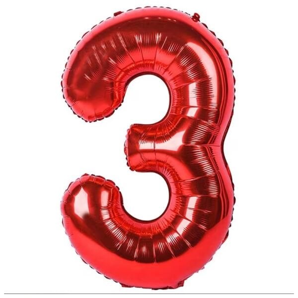 Folyo Rakam Kırmızı 3 Balon 40 inc
