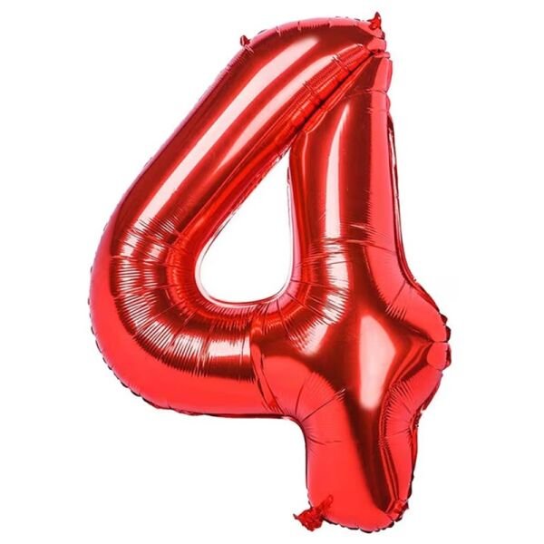 Folyo Kırmızı Rakam 4 Balon 40 inc