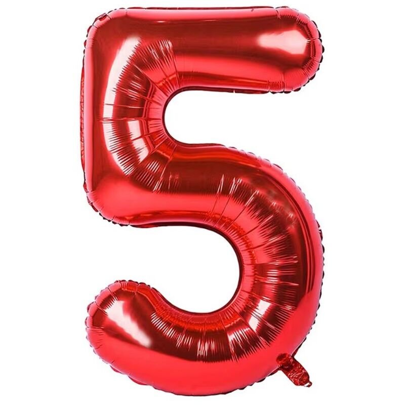 Folyo Kırmızı Rakam 5 Balon 40 inc