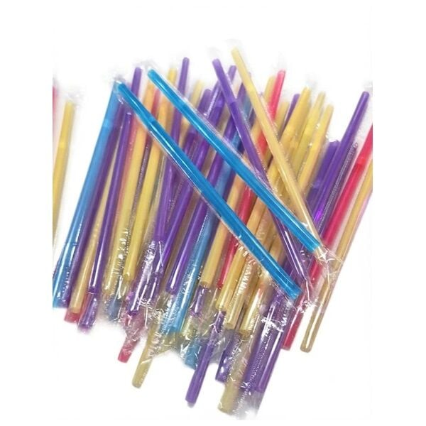 Plastik Renkli Jelatinli Körüklü Pipet 100 Adet