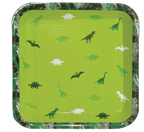 Vahşi Jurassik Kare Dinazor Tabak 8 Adet