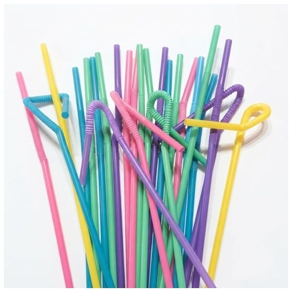 Plastik Körüklü Artistik Pipet 50 Adet