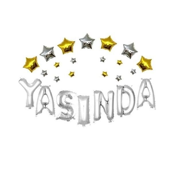 Folyo Gümüş Yaşında Balon Yazı