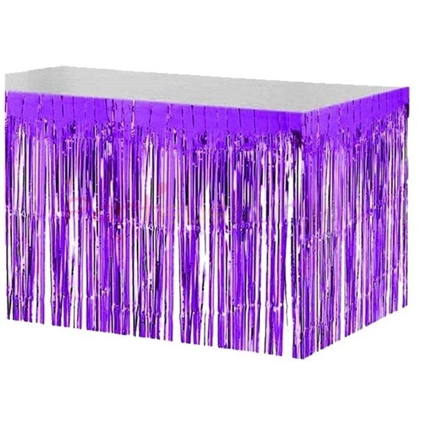 Saçaklı Lila Masa Eteği