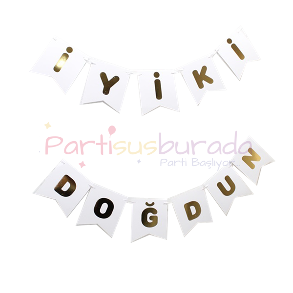 Beyaz Üzeri Gold İyiki Doğdun Yazı