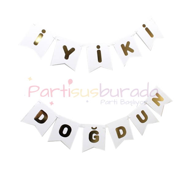 Beyaz Üzeri Gold İyiki Doğdun Yazı