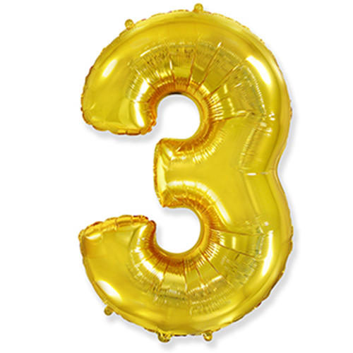Folyo Gold Rakam 3 Balon 76 cm